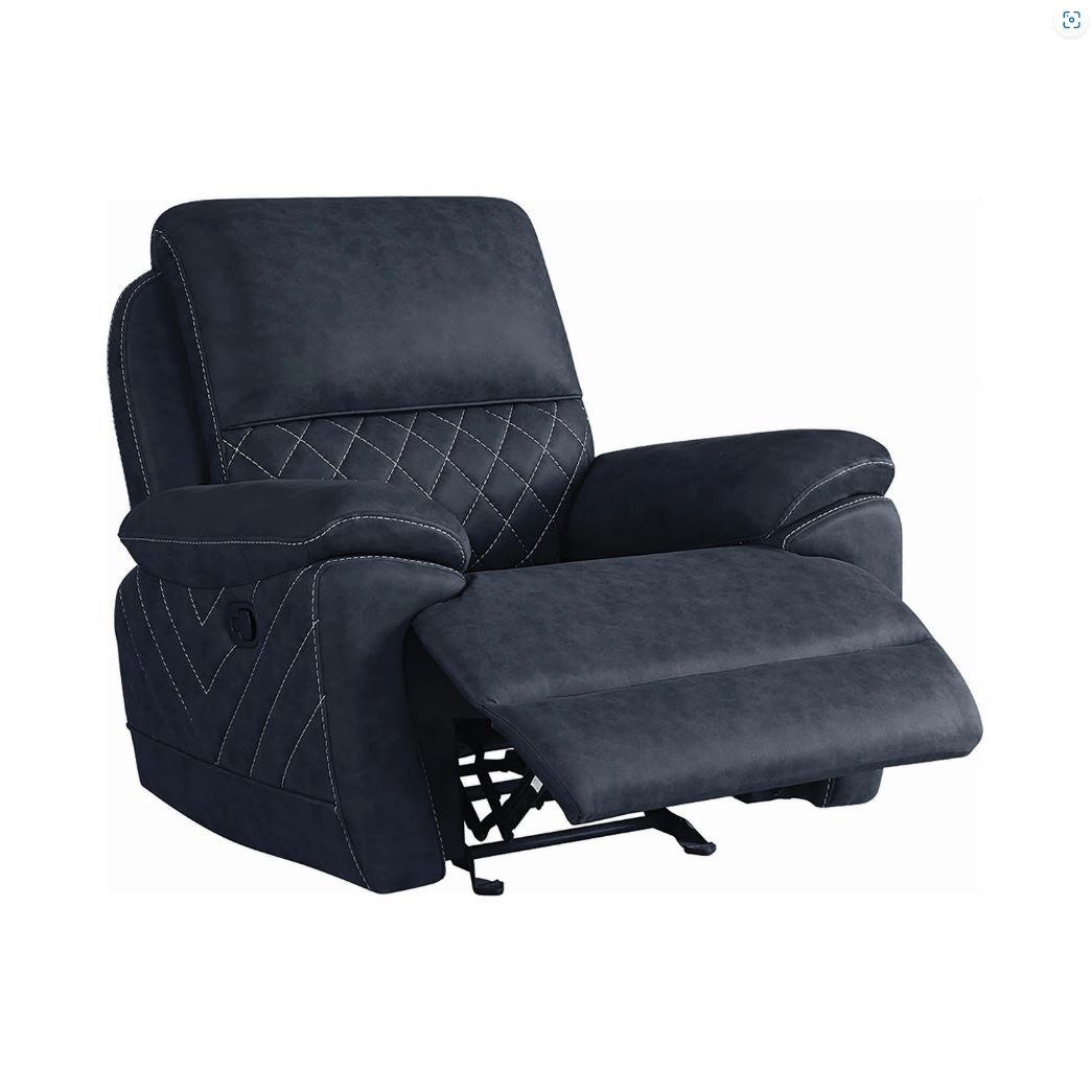 Blue shop glider recliner