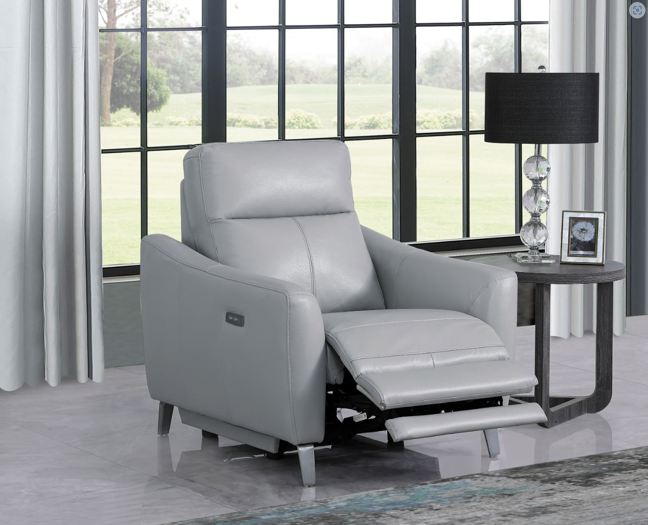 Grey leather power online recliner